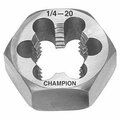 Champion Cutting Tool 1/2in-20 - 330LH Left Hand Hexagon Rethreading Die, 20 TPI , Chamfered on Both Sides, Carbon Steel CHA 330LH-1/2-20